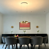 Luminaire suspendu LED circulaire moderne en aluminium doré brossé, à anneau ouvert, dimmable, pour salle à manger et salon