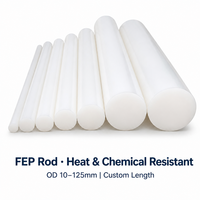 Tige en FEP extrudée semi-finie, tige ronde en FEP DE 10-125 mm, résistante à la chaleur et aux produits chimiques, longueur personnalisée et service de découpe