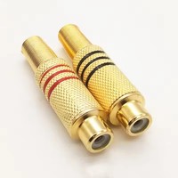 Connecteur RCA plaqué or Connecteur audio mâle/femelle avec protecteur de câble à ressort métallique rouge noir