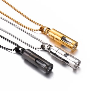 Pendentif commémoratif pour femmes et hommes en acier inoxydable et verre, avec flacon ouvrable pour cendres et fleurs, bijou urne - Product Image 1