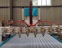 Router CNC de 8 cabezales, 3D, 4 ejes, multihusillos con eje rotatorio