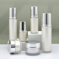 Set Botol Kosmetik Akrilik Matte Mewah 15ml untuk Emulsi Air, Esens, Sampel Kecil 30g, Krim, dengan Tutup Pompa, Siap Kirim
