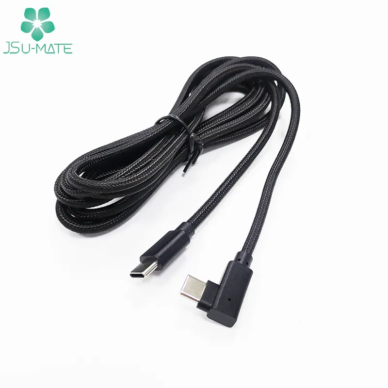 Нейлоновый Плетеный USB-кабель для передачи данных Тип C, угловой 2 м USB C для USB Type C Удлинительный кабель