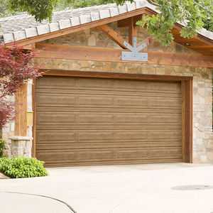 Lamelles de bois Design Maison Moderne Porte de Garage Automatique Électrique Sectionnel Double Peau Voiture en Bois Porte de Garage en Acier pour la Maison - Product Image 6