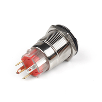 Tombol tekan pengunci Dot, sakelar Stainless Steel tahan air Ip67 19mm