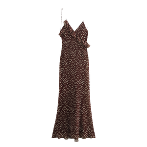 Vestido Maxi de lunares con tirantes finos y volantes, 100% poliéster, ajuste holgado, romántico, para fiesta de verano, transpirable, personalizado - Product Image 1