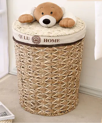 Conjunto de 3 Novo design best-seller de milho cesta do armazenamento com tampa animais banheiro sala cestas de lavanderia