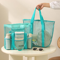 Sac de plage réutilisable en nylon ultraléger avec fermeture éclair et cordon de serrage, grande capacité, pour serviettes de protection solaire et vêtements