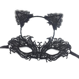 Fête d'<span class=keywords><strong>Halloween</strong></span> bandeau de cheveux en dentelle noire sexy masque de fête demi-visage <span class=keywords><strong>maquillage</strong></span> féminin danse drôle ensemble de masques demi-visage - Product Image 4