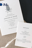Invitations de mariage élégantes personnalisées Bolisun en gros, film gaufré 3D blanc, cartes minimalistes florales débossées, OEM
