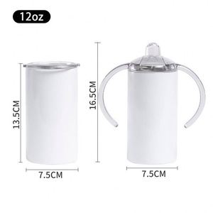 Vasos Sippy de Alta Calidad de 12 oz, Acero Inoxidable Aislado, Sublimación en Blanco, Vaso Delgado Irrompible con Asa y 2 Tapas - Product Image 3