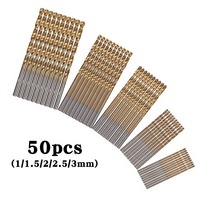 Boîte de 99 forets hélicoïdaux, ensemble de 50 pièces en sachet, forets hélicoïdaux en acier rapide plaqué titane, ouvre-trous, foret pour plaques d'acier