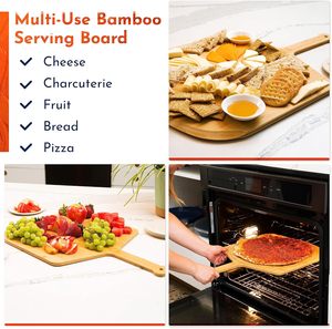 Pala per <span class=keywords><strong>Pizza</strong></span> in Bambù da 16 Pollici con Indicatori di Misurazione, Tagliere Multifunzione Sostenibile <span class=keywords><strong>e</strong></span> Paletta di Servizio per Uso in Cucina - Product Image 2