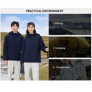 Giacca antipioggia con cappuccio di alta qualità giacca <span class=keywords><strong>impermeabile</strong></span> da uomo con Logo personalizzato giacca a vento anti-vento imbottita All-in-One da campeggio - Product Image 6