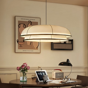French Retro Style Pendant Lamp Round LED E27 Switch Control For <b>Dining</b> Bedroom <b>Lighting</b> 2025 New Design - Product Image 1