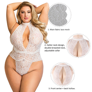 <span class=keywords><strong>Body</strong></span> en dentelle florale à décolleté ouvert, prix de gros, <span class=keywords><strong>lingerie</strong></span> de haute qualité, bretelles halter, grande taille, <span class=keywords><strong>body</strong></span> sexy pour femmes - Product Image 2