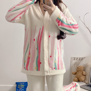 <span class=keywords><strong>Pigiama</strong></span> da <span class=keywords><strong>donna</strong></span> carino inverno <span class=keywords><strong>pigiama</strong></span> completo in velluto corallo con chiusura elastica in vita <span class=keywords><strong>pigiama</strong></span> di flanella termica per la casa - Product Image 4