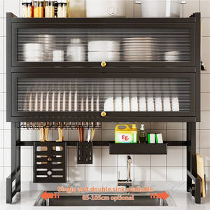 Organizador de Platos Metálico Multifuncional de Doble Capa para Fregadero de <span class=keywords><strong>Cocina</strong></span>, Moderno, a Prueba de Polvo, con Drenaje, para Vajilla - Product Image 1