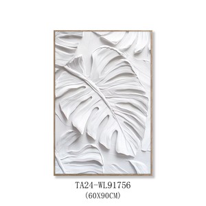 Peinture originale faite à la main Art déco Nature morte 100% faite à la main Panneau de toile Dessin au trait blanc Grande œuvre d'art murale à suspendre Encadrée - Product Image 4