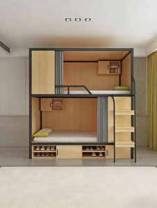 Хит продаж: Двухъярусная кровать-чердак на заказ со звукоизоляцией, шторами и боковыми лестницами для общежитий, отелей, апартаментов, хостелов - Product Image 5