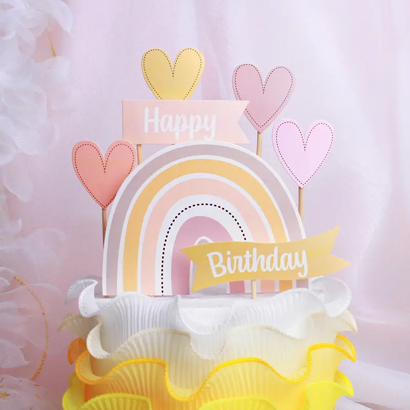 Accessori per feste decorazioni per feste di buon compleanno bella torta arcobaleno topper carta amore torta toppers per decorazioni torta