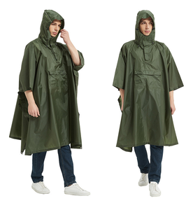 Camping Camping Green Duty Navy Blue Custom Made Rain <b>Poncho</b> with or Without Reflective Stripes - Product Image 2