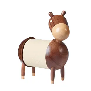 Unique Animal Shape Paper Towel Holder Wooden Tissue Dispenser Rack Desktop Decoration Donkey Paper Roll Holder For Home Dinner