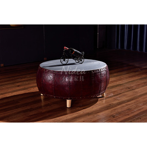 Tavolino da Caffè LOFT Originale a Forma di Tamburo in Alluminio con Rivetti, Stile <span class=keywords><strong>Industriale</strong></span>, Fatto a Mano, Durevole, <span class=keywords><strong>Arredamento</strong></span> per <span class=keywords><strong>Soggiorno</strong></span> - Product Image 2