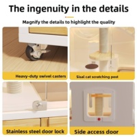 Villa para Gatos de Madera Sólida de 3 Niveles, Estilo Moderno y Lujoso, Transpirable para Invierno y Verano, Casa para Mascotas de Interior, Tamaño Personalizable, Jaula Cerrada para Gatos