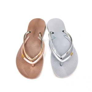 Sandalias de Playa Nicecin para Mujer, Metálicas, Color Oro Rosa y Plateado, con Doble Tira y Brillantina, Pantuflas de Verano de PVC Suave, OEM - Product Image 2
