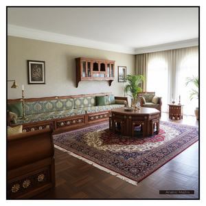 Diseño interior árabe Majlis, diseño clásico moderno, elegante conjunto de sala de estar, asientos de esquina de lujo, diseño que ahorra espacio - Product Image 3