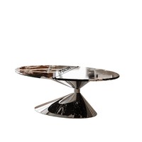 Table Basse UFO de Luxe Haut de Gamme Style Wabi-Sabi Rétro avec Éclairage Intégré, Plusieurs Tailles Disponibles pour Usage Domestique