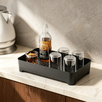 Plateau de drainage pour comptoir de cuisine, grande capacité, avec poignée encastrée, pour le rangement de la vaisselle et le service de thé