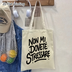 Bolsa de Lona con Estampado de Patrones NON MI DOVETE STRESSRE y Logotipo Personalizado, Apta para Uso Diario, Compras, Escuela y Viajes - Product Image 6