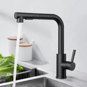 China Manufacturer Modern Design Black Hot Cold Mixer Faucet 304 Sus Stainless Steel Pull Out Water Tap Kitchen Sink Faucet Tap