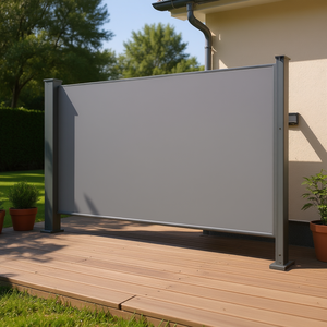 Gray Patio Retractable Side Awning 47.2"x118.1" Manual Wall Mounted Outdoor Shelter Modern Design Aluminum <b>Frame</b> - Product Image 2