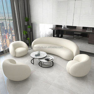 Nordic <b>Sofa</b> Set Creative <b>Small</b> Hotel Apartment Simple Living Room <b>Sofa</b> Bed Modern Curved Design Lamb Velvet Fabric Support - Product Image 1