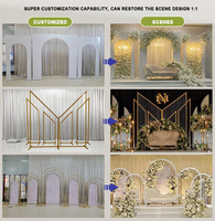 Arche métallique décorative pour mariage et fête, avec éclairage LED, rideau de perles de cristal, support de fond décoratif