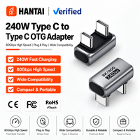Adaptateur d'extension USB 4.0 USB-C mâle vers femelle, angle droit 90 degrés, en alliage d'aluminium, 80 Gbit/s, alimentation CC certifiée pour ordinateur portable