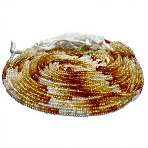 Perles de citrine naturelle ombrée, facettées, rondes, 3 mm, vendues par brin, 13 pouces de long - Product Image 1