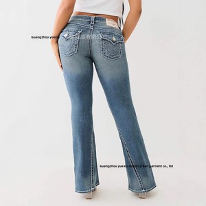 Vaqueros acampanados de mezclilla de tiro alto para mujer, estilo europeo-americano, lavados, desgastados, blancos, de línea gruesa, sexys y ajustados. - Product Image 4
