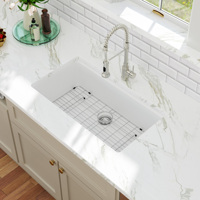 Sarlai Group Évier de cuisine en granit 33 "x 19" Blanc Undermount Ledge Workstation Quartz 33 Granite Composite Évier de cuisine