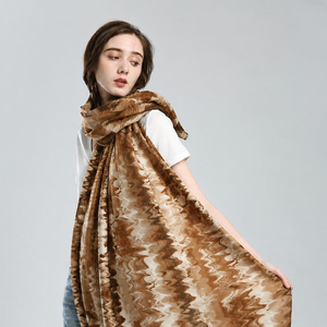 Luxury Abstract Print Long Scarf 180*90cm Satin Feel Gold Foil Detail Women's Shawl Wrap Fashion Autumn Winter Scarf - Product Image 2