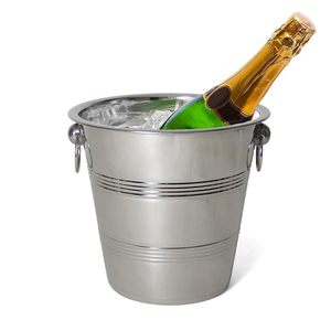 Secchiello per ghiaccio in acciaio inossidabile 24x21 cm, capacità 4 litri, elegante refrigeratore per bevande, per raffreddare champagne e vino - Product Image 1