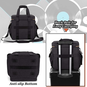 Mới nhất chất lượng cao màu đen Polyester du lịch lưu trữ Trường hợp với ngăn cho Vinyl hồ sơ và <span class=keywords><strong>CD</strong></span> trường hợp FE-24 mô hình - Product Image 3