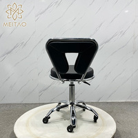 Tabouret de comptoir en cuir de bar noir avec cadre en métal, chaise de barbier avec roue pour salon de beauté