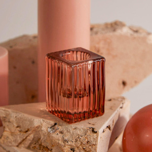 Bougeoirs en verre à rayures verticales en cristal de luxe de haute qualité pour le conteneur de bougie de tige de cire de soja de fête - Product Image 2