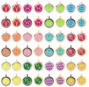 Ciondolo Diffusore di Aromi Personalizzato con <span class=keywords><strong>Segno</strong></span> <span class=keywords><strong>Zodiacale</strong></span> 25mm per Collana con 5 Pad Gratuiti - Product Image 1