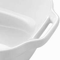 Plat de cuisson carré en porcelaine blanc pur, style nordique minimaliste, à double poignée, couleur sous-glaçure, pour casserole, gâteau, compatible micro-ondes