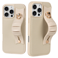 Nouvelle conception d'usine pour iPhone 17 Pro Max – Étui de téléphone portable en cuir microfibre anti-chute avec dragonne et porte-cartes, couleur personnalisable